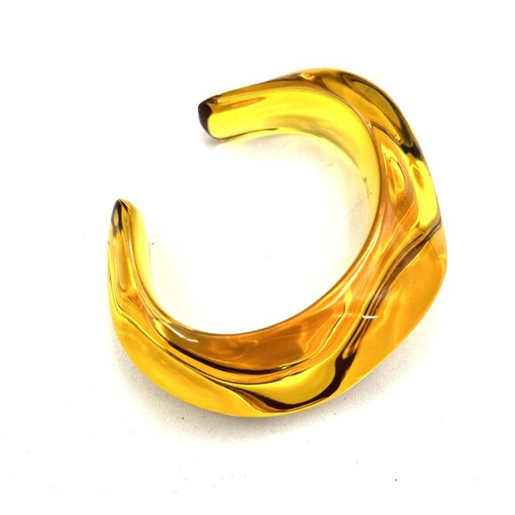 Baccarat France Crystal OCEANE PARMA GRANDE Wave Modernist Cuff Bracelet Gold - Picture 4 of 12